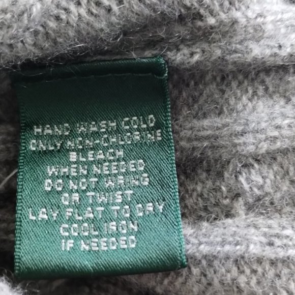 CHRISTMAS #57 CASHMERE Gray CableKnit EMBROIDERED RALPH LAUREN SIGNATU LOGO NWOT - Picture 8 of 8